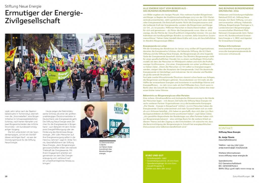 Chancen eröffnen: Ermutiger der Energiegesellschaft, Imagebroschüre 2014, GLS Treuhand