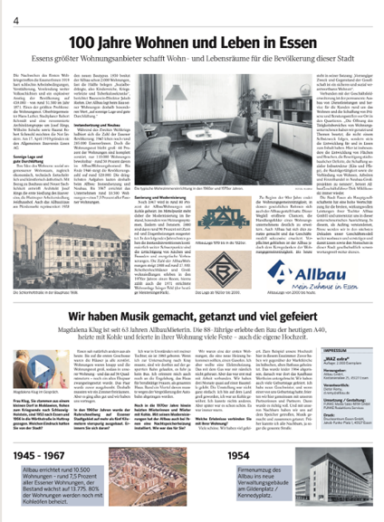 WAZ-Sonderausgabe - 100 Jahre Allbau - Innenseite