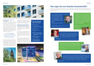 Die Kastanienhöfe an der Kreuzeskirche: Titelgeschichte, Mietermagazin der Allbau AG „Mein Zuhause“, 2016