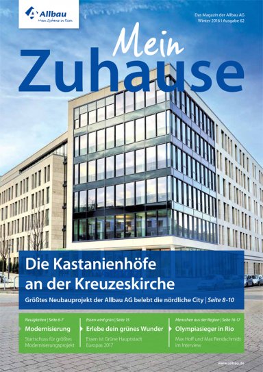 Titelseite des Mietermagazins der Allbau AG „Mein Zuhause“, 2016