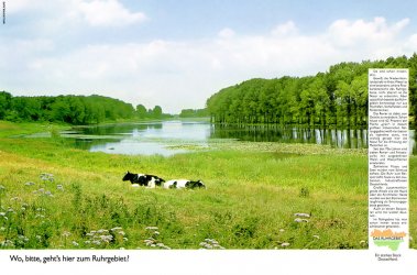 Wo, bitte, geht's hier zum Ruhrgebiet? Kampagnenmotiv „Das Ruhrgebiet. Ein starkes Stück Deutschland“, 1985 - 1996 ©KVR/RVR